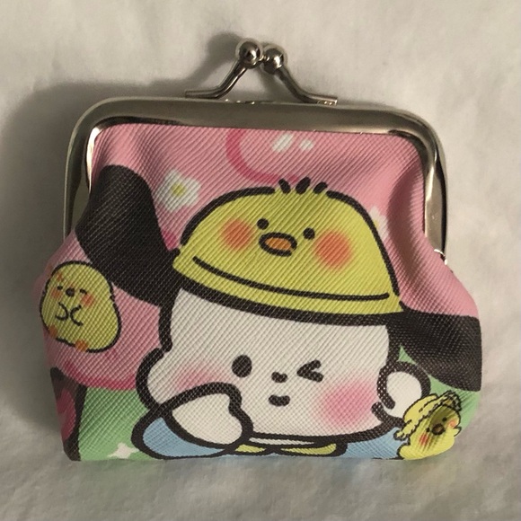 Sanrio coin purse pochacco  graphics with  kiss lock closures. Pink yellow - Picture 2 of 4